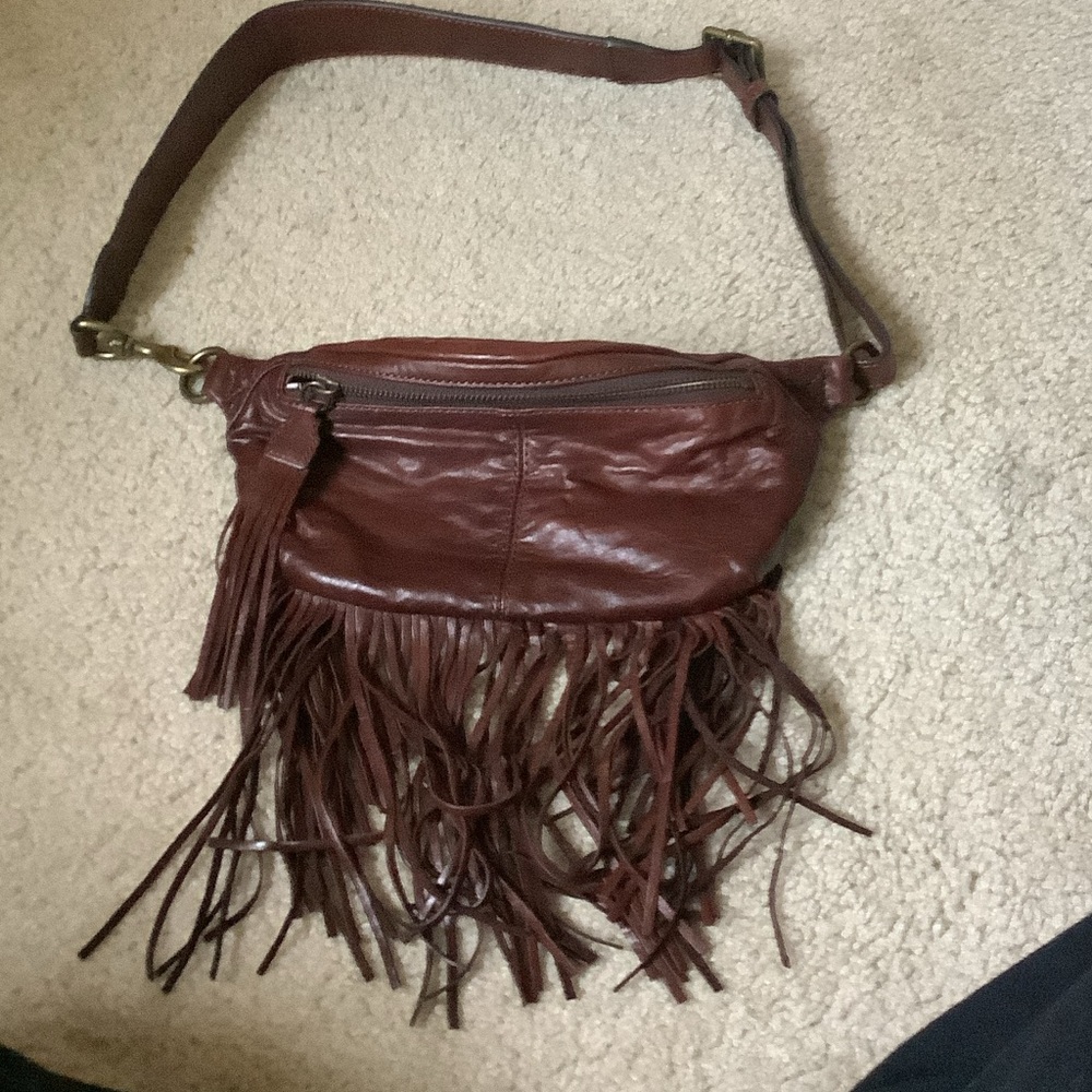 Frye Brown Leather Fringe Crossbody Bag